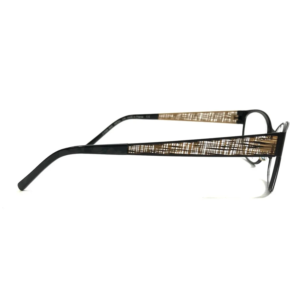 J.F. Rey Eyeglasses Frames JF2588 0055 Matte Black Gold Woven Ribbed 54-16-140